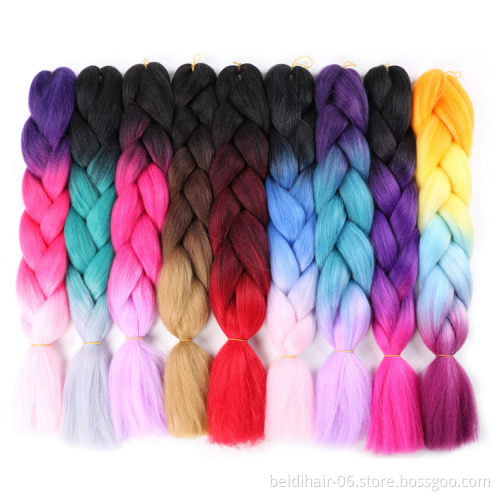 African Synthetic Hair For Braids Extensions Fibre Jumbo Hair Braid Color Pre-Stretched Synthetic Braiding Hair